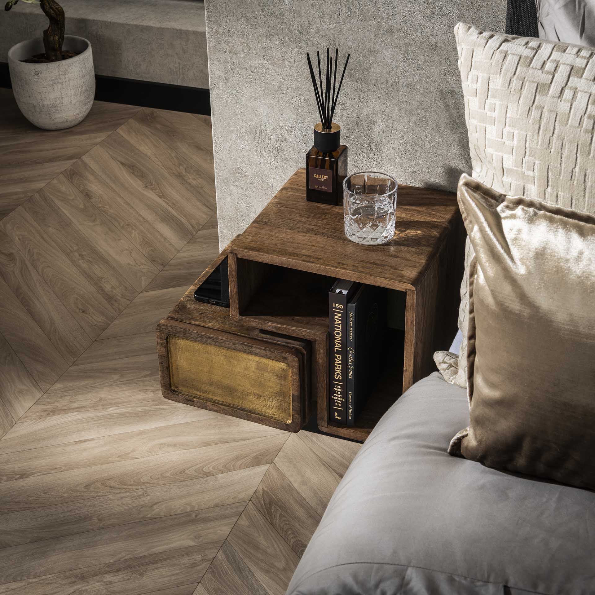 Nachtkastje Wallbox Brass Duo - Industrieelinhuis.nl