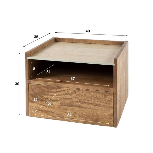 Nachtkastje Nuovo open vak 1L