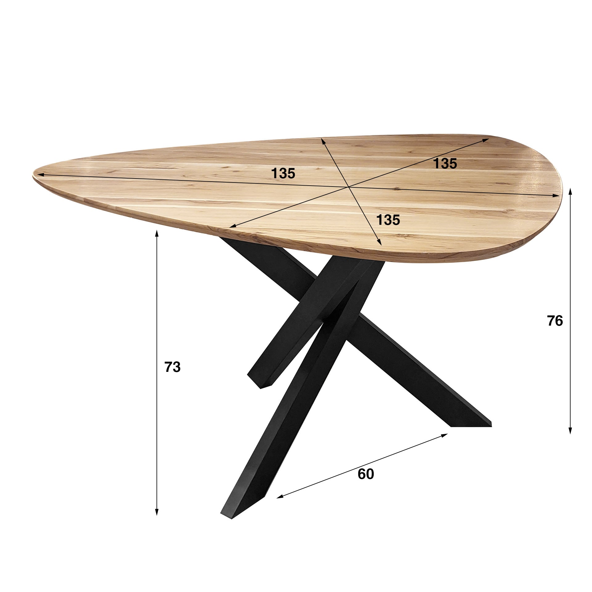 Eettafel Driehoek Drift - Industrieelinhuis.nl