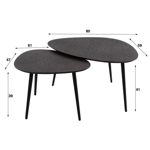 Salontafelset Driehoek Sol Metallic Zwart