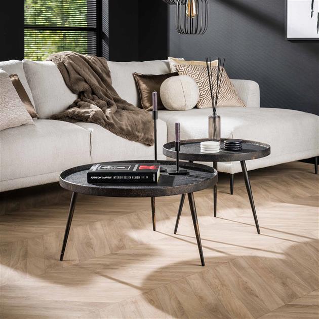 Salontafelset Rond Lyla Zwart Metallic