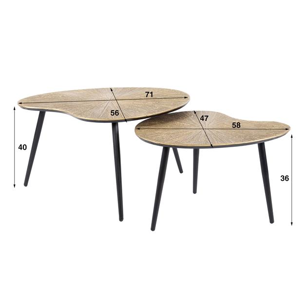 Salontafel Ray niervormig set/2