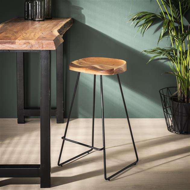 Barkruk Houten zitting Ally - Industrieelinhuis.nl