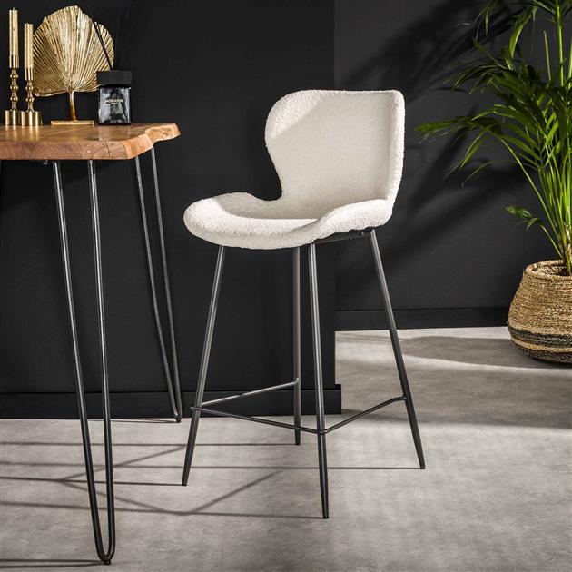 Barkruk Boucle Nova Wit - Industrieelinhuis.nl