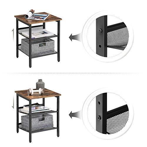 Set van 2 nachtkastjes Industrieel Design | Houtlook en Staal | 40x40x50,8cm - Industrieelinhuis.nl