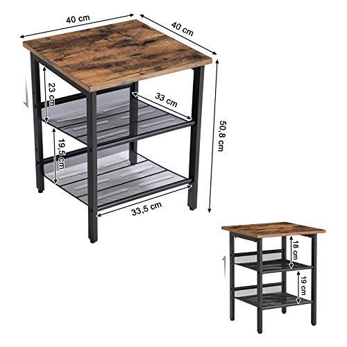 Set van 2 nachtkastjes Industrieel Design | Houtlook en Staal | 40x40x50,8cm - Industrieelinhuis.nl