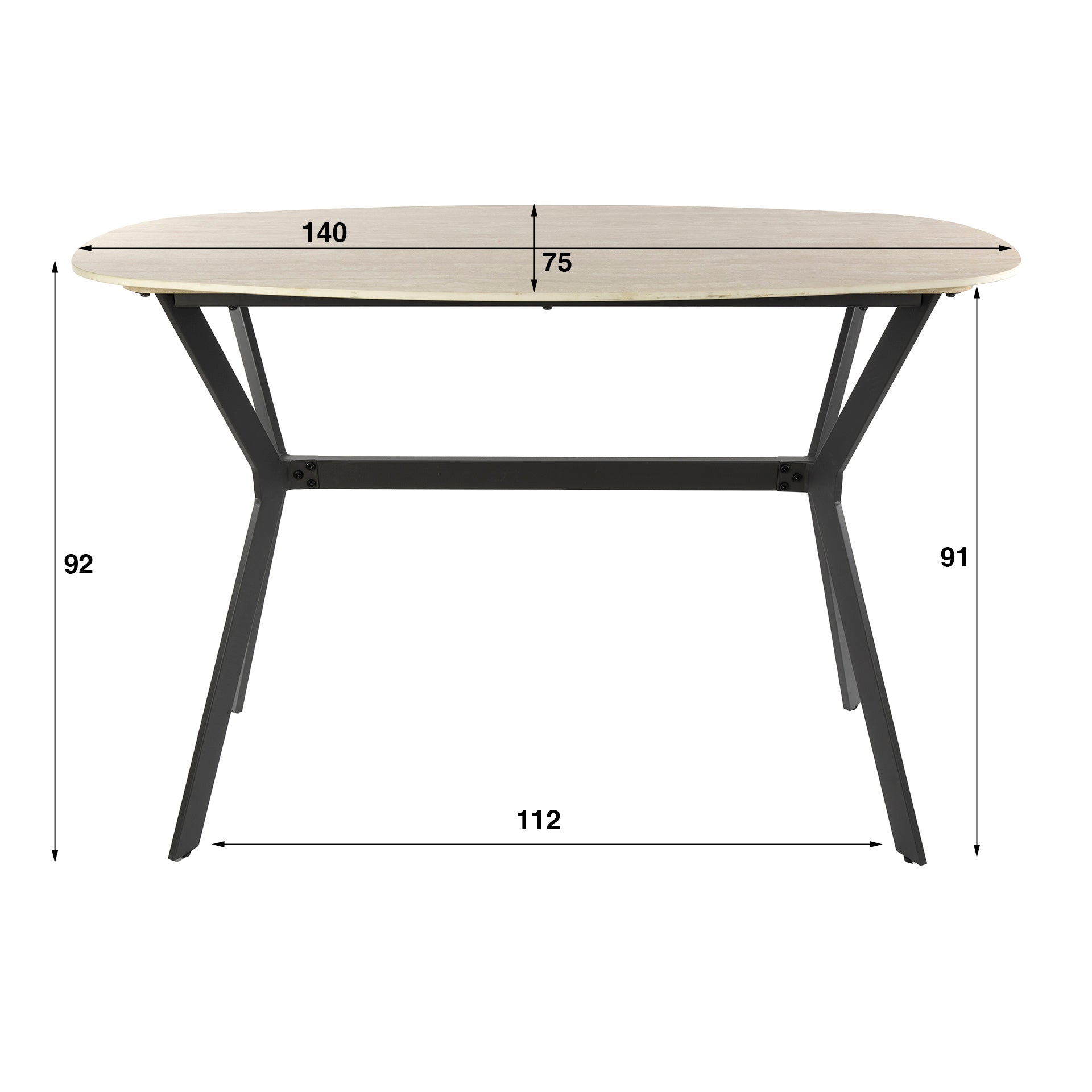 Bartafel Ovaal Romano 140cm - Industrieelinhuis.nl