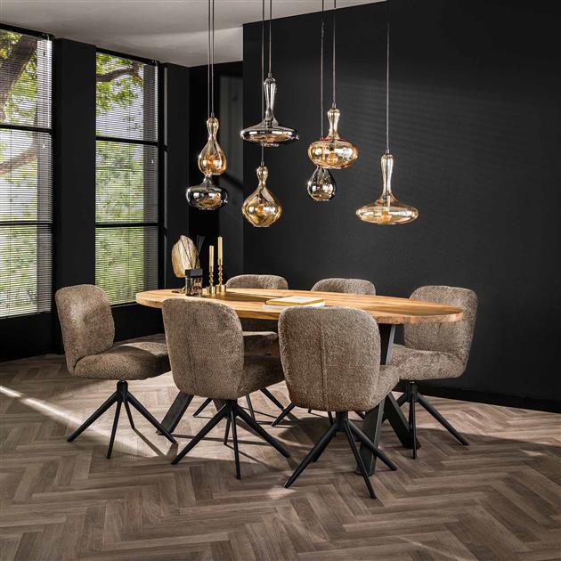 Eetkamerstoel Cruz Draaibaar Taupe Boucle - Industrieelinhuis.nl