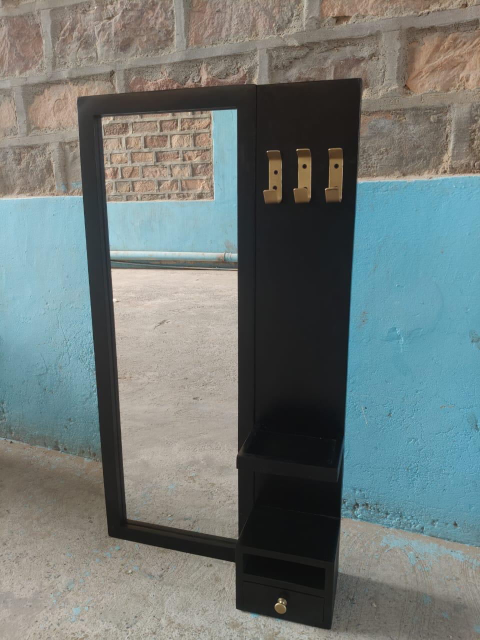 Industriële spiegel | Mangohout zwart | 108x60cm - Industrieelinhuis.nl