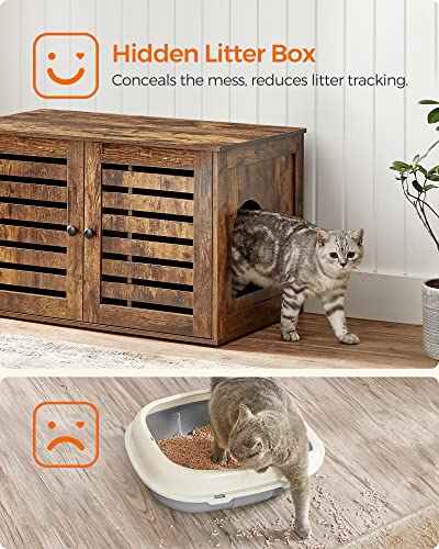 Kattenbak Kast met Deuren - Vintage Bruin - Industrieelinhuis.nl