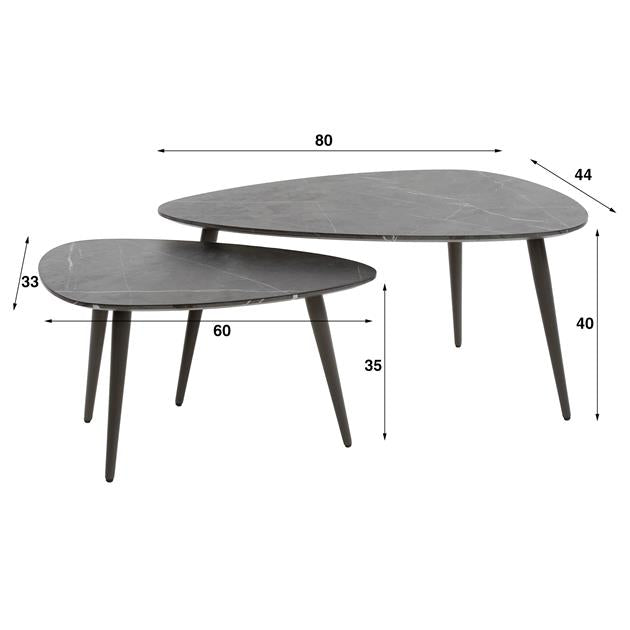 Salontafel Onyx peervormig set/2