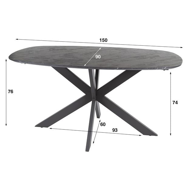 Eettafel Onyx Cross 150