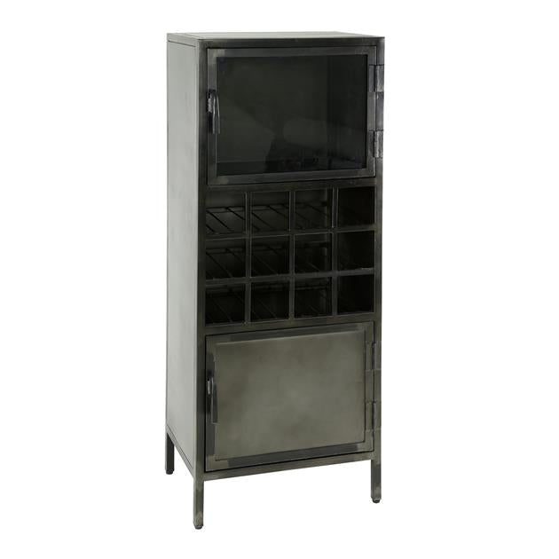 Wijnkast industrieel Odin Gunmetal - Industrieelinhuis.nl