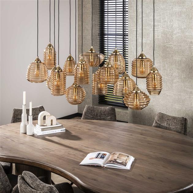 Hanglamp Rib Glass 5+5+5L