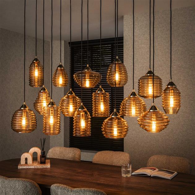 Hanglamp Rib Glass 5+5+5L