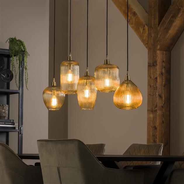Hanglamp Roman Amber 5 lichtpunten - Industrieelinhuis.nl
