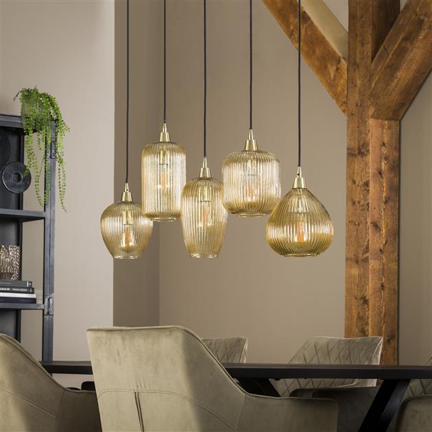 Hanglamp Roman Amber 5 lichtpunten - Industrieelinhuis.nl