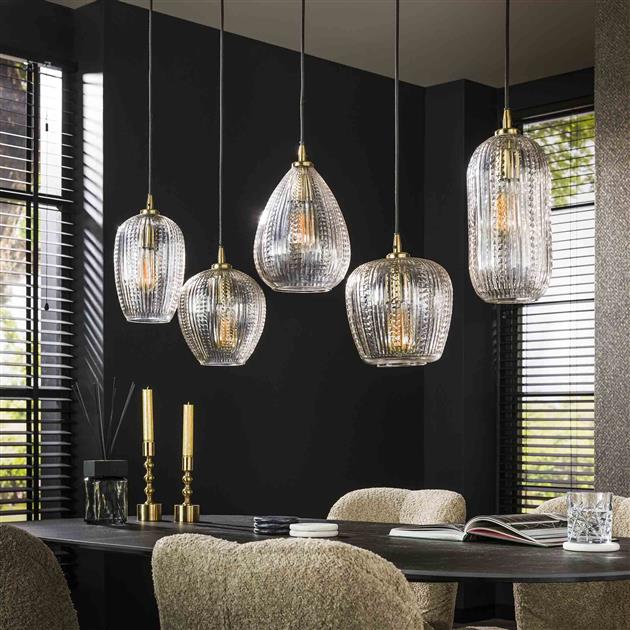 Hanglamp Roman Diamand glas 5 lichtpunten - Industrieelinhuis.nl