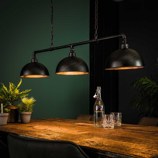 Hanglamp industrieel Tula Zwart 3 lichtpunten - Industrieelinhuis.nl