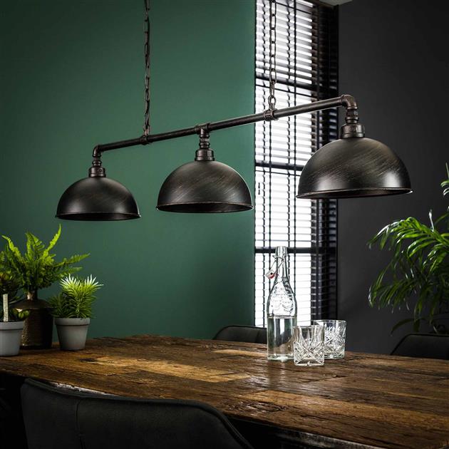Hanglamp industrieel Tula Zwart 3 lichtpunten - Industrieelinhuis.nl