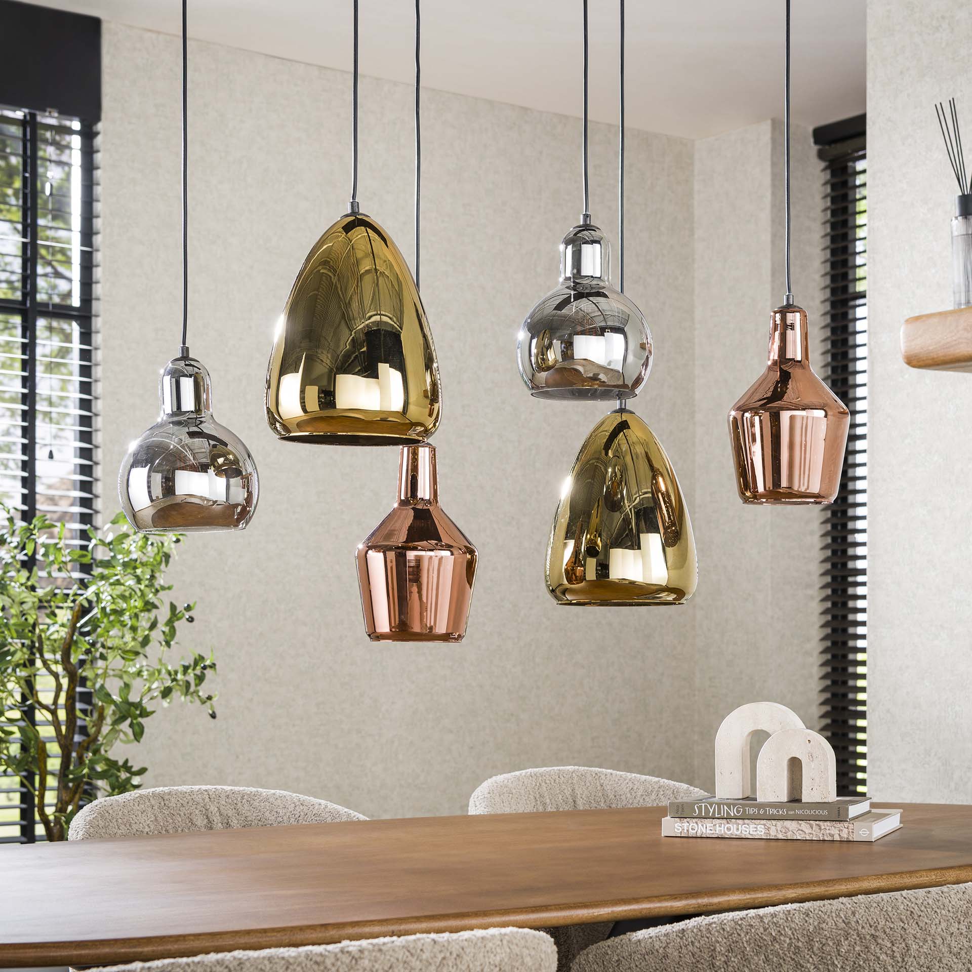 Hanglamp Dina Zwart 6 lichtpunten - Industrieelinhuis.nl