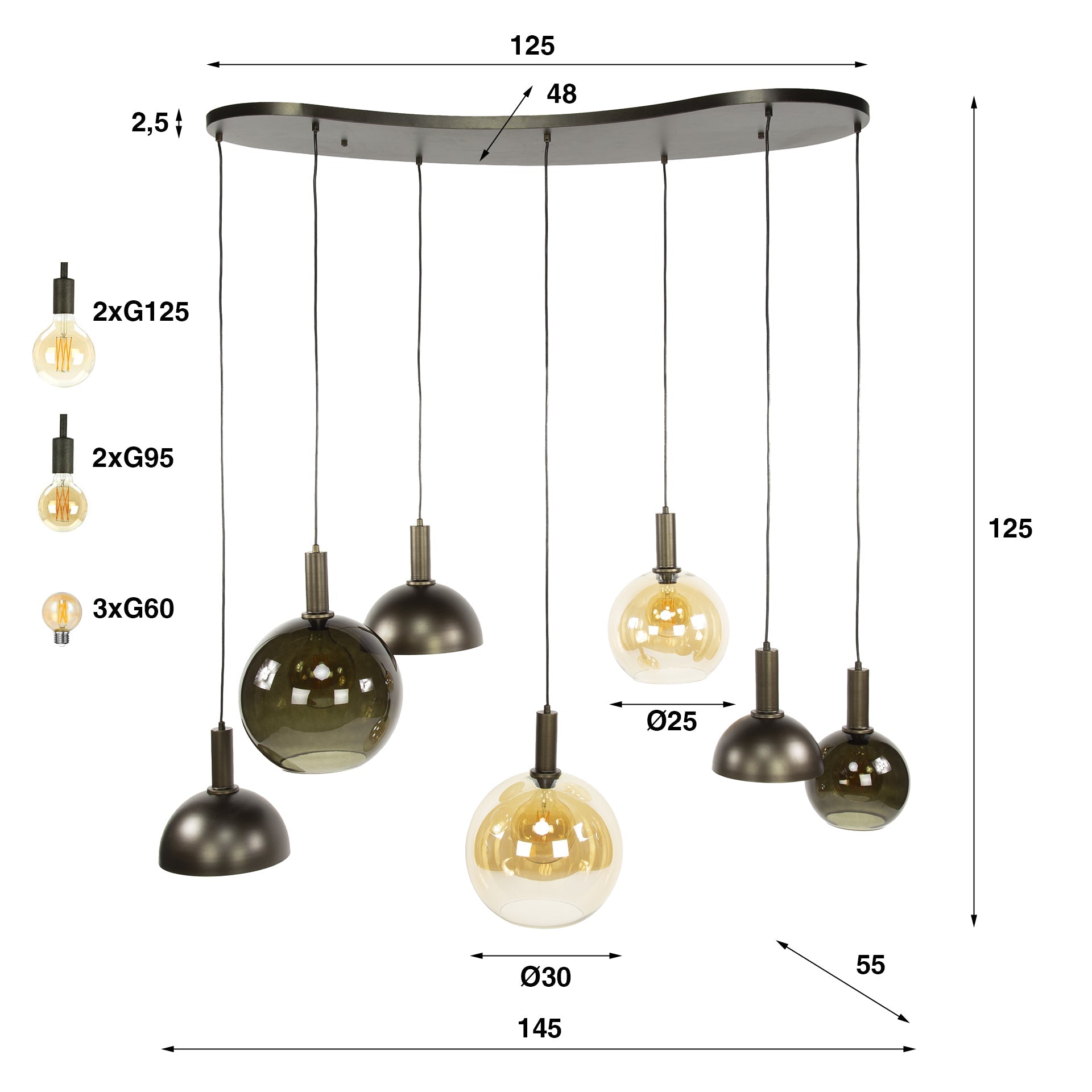 Hanglamp Clyde 4+3 L - Industrieelinhuis.nl