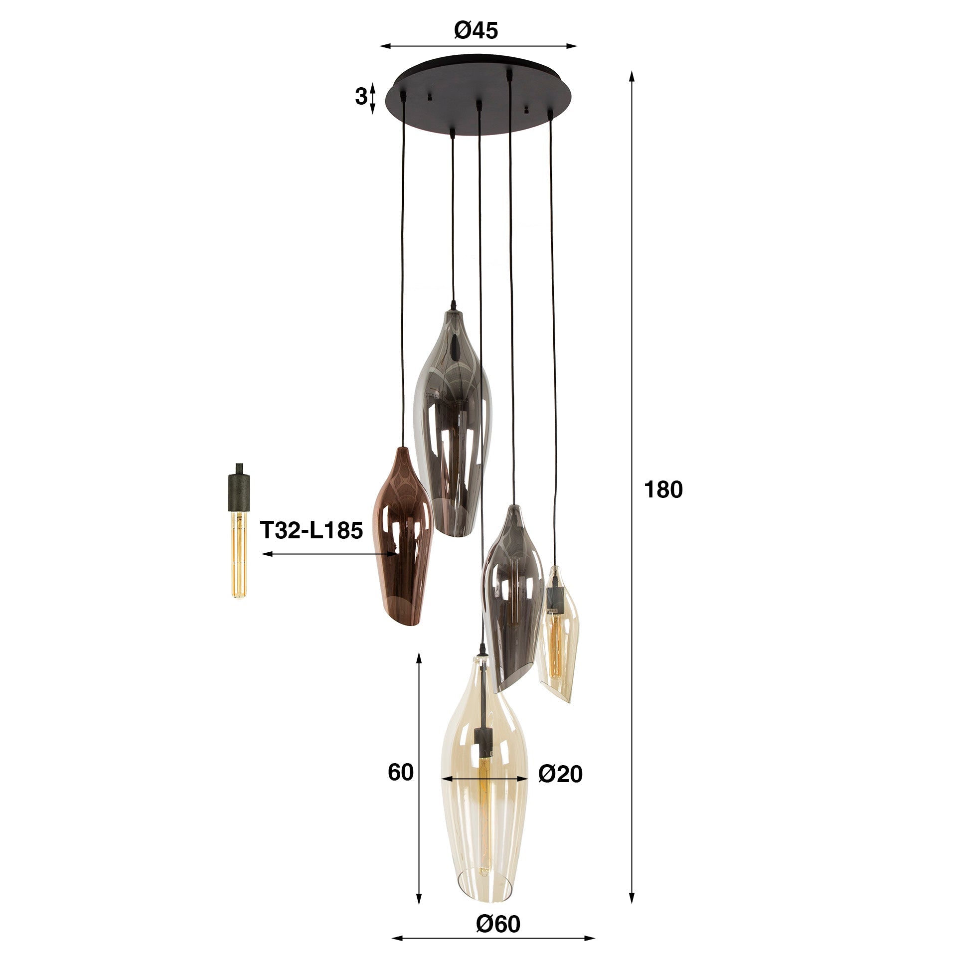 Hanglamp Emma 5L - Industrieelinhuis.nl
