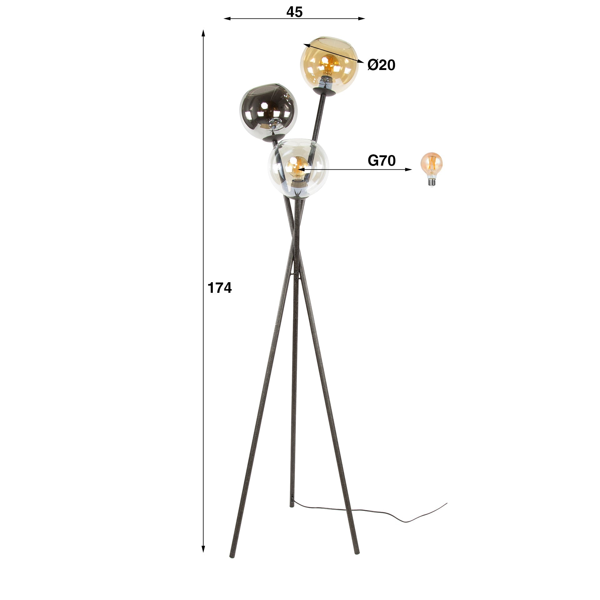 Vloerlamp Globe - Industrieelinhuis.nl