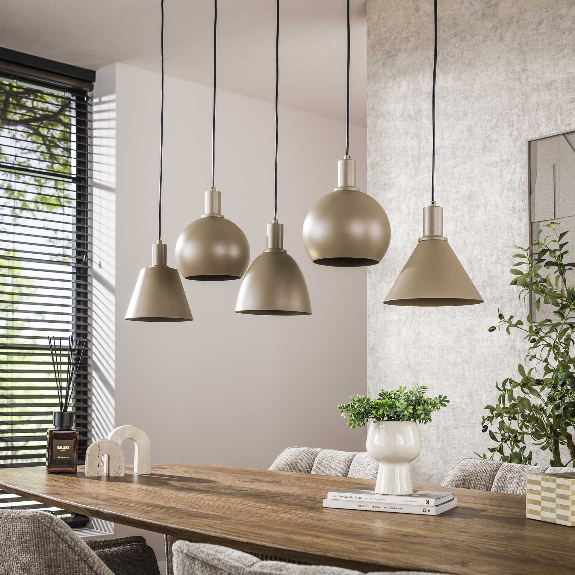 Hanglamp 5L Stellaro Beige - Industrieelinhuis.nl