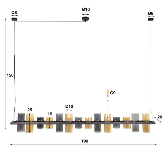 Hanglamp Cylinder Glass 14L