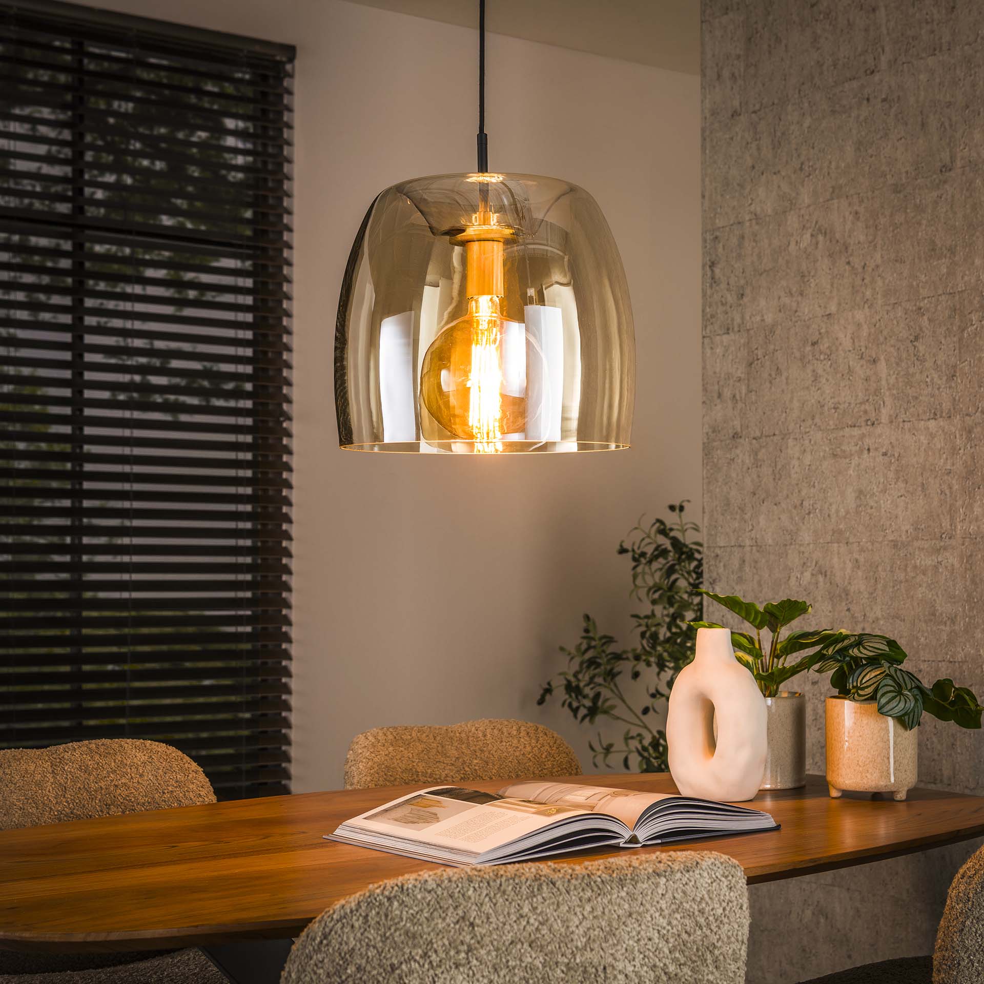 Plafondlamp Liv Glass 1L Amber - Industrieelinhuis.nl