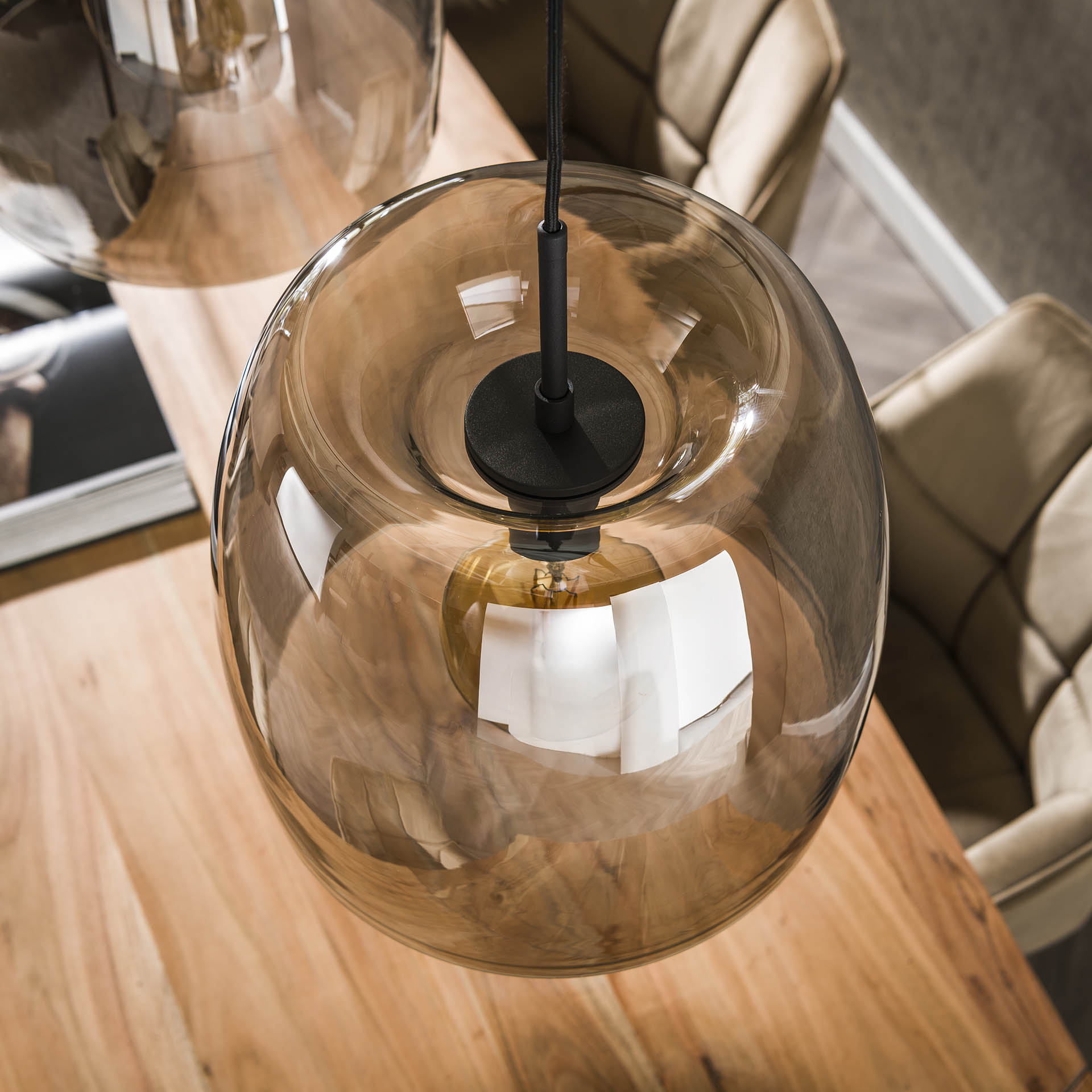Plafondlamp Liv Glass 3L Smoke Grey - Industrieelinhuis.nl