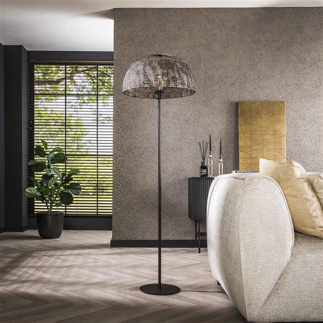 Vloerlamp Lima Zwart Bruin Ø50 cm - Industrieelinhuis.nl