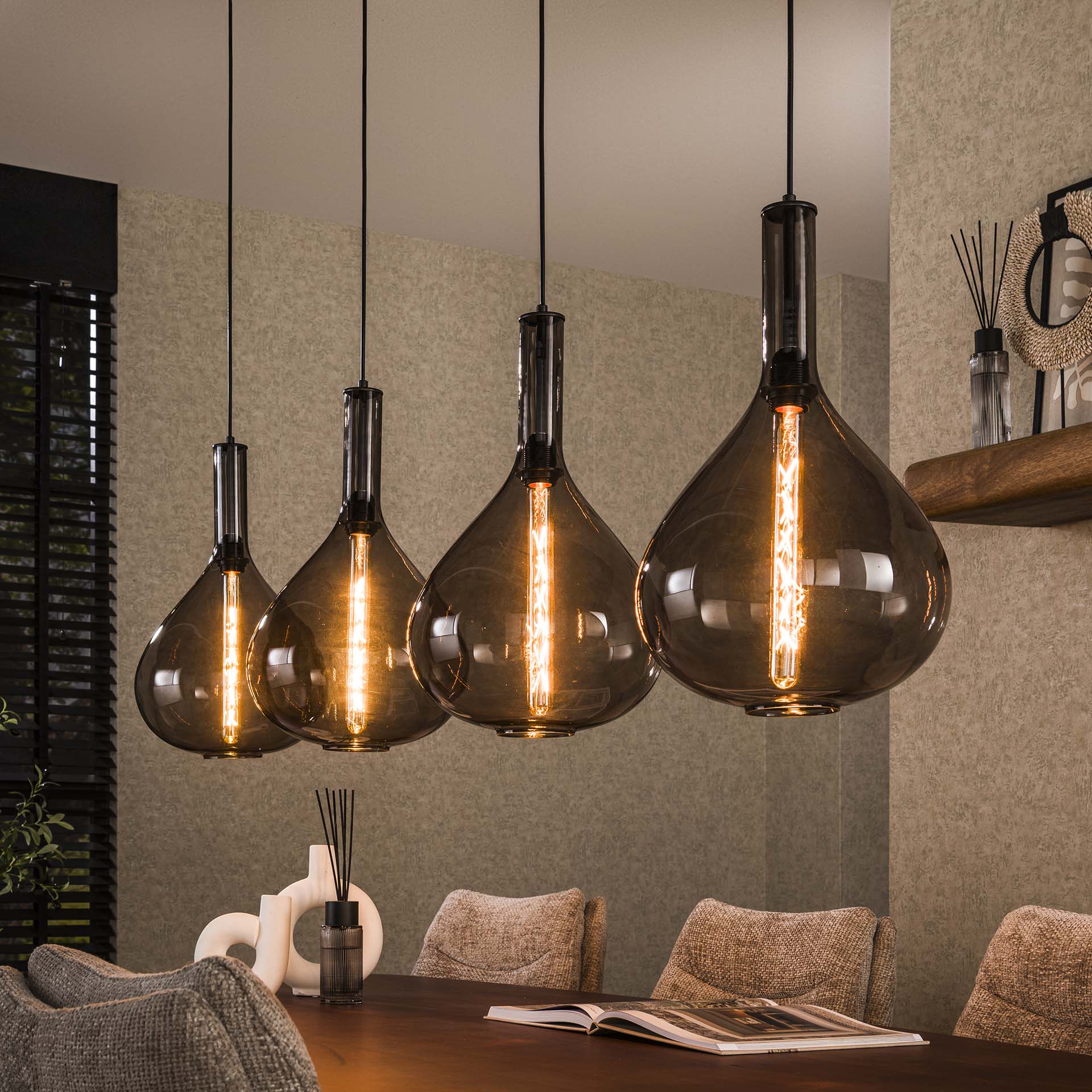 Hanglamp Druppels Zwart Amber - Industrieelinhuis.nl