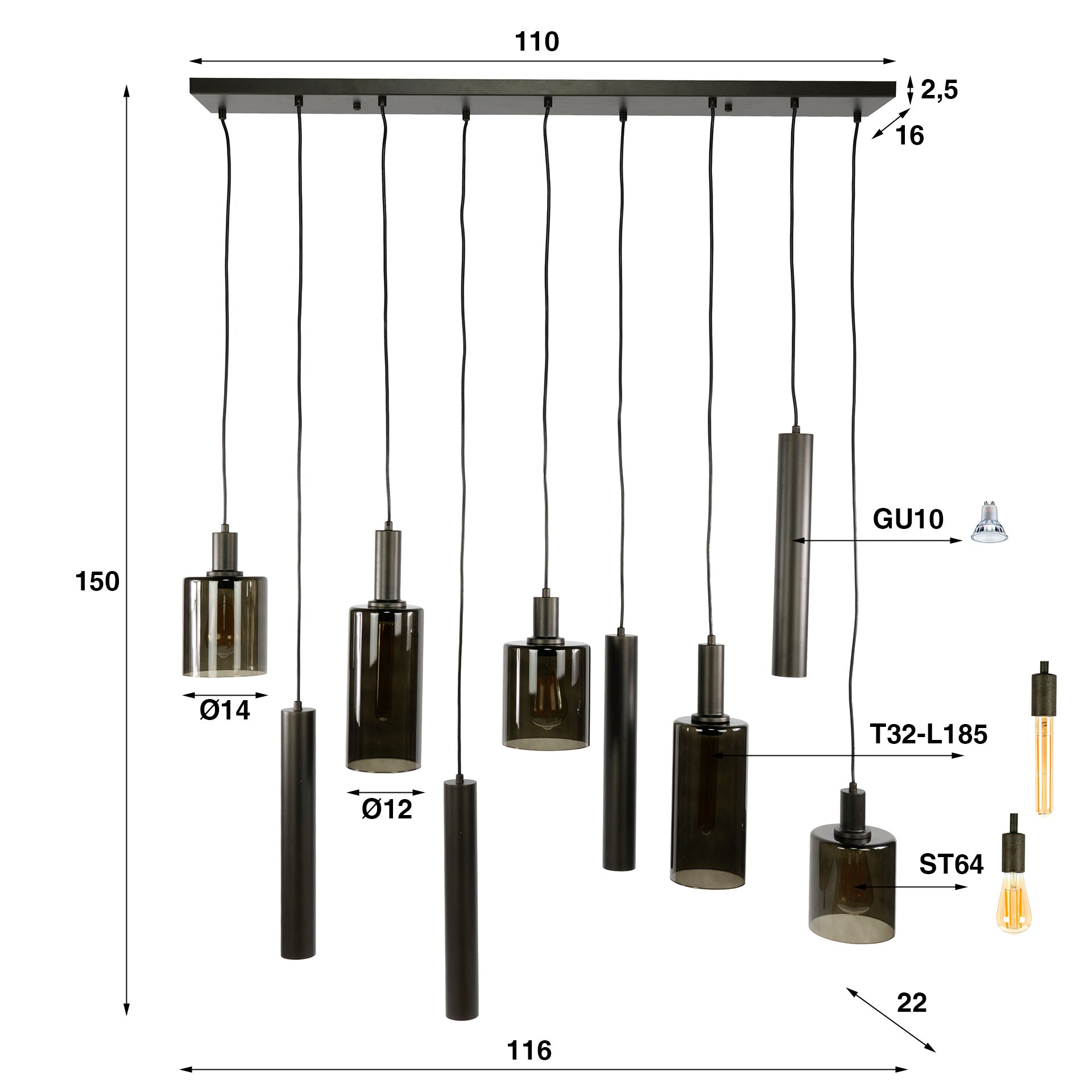 Hanglamp Sepiora Bruin - Industrieelinhuis.nl
