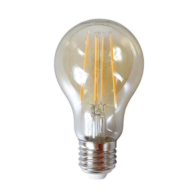 Lichtbron LED [A60] filament peer - E27 6W 2100K 450lm dimbaar / Amberkleurig glas - Industrieelinhuis.nl
