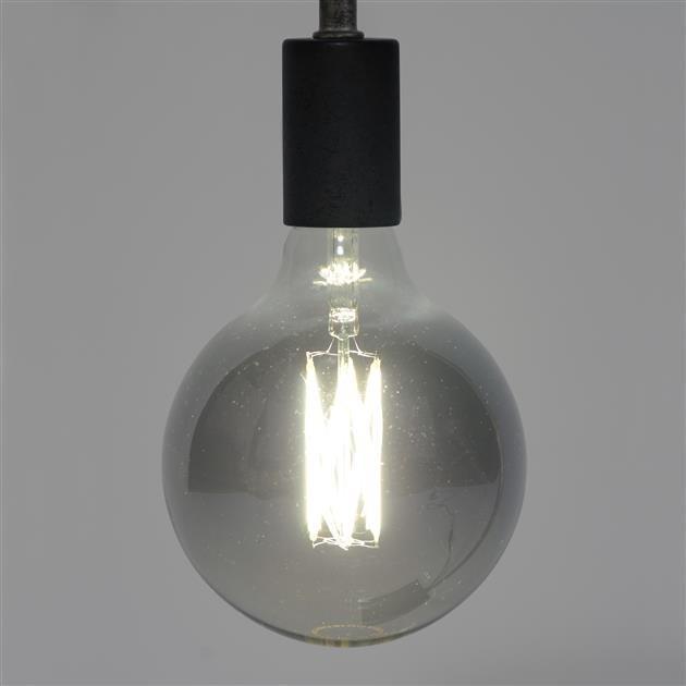 Lichtbron LED [G125] filament bol Ø12,5 - E27 6W dimbaar / Smoke grey glas - Industrieelinhuis.nl