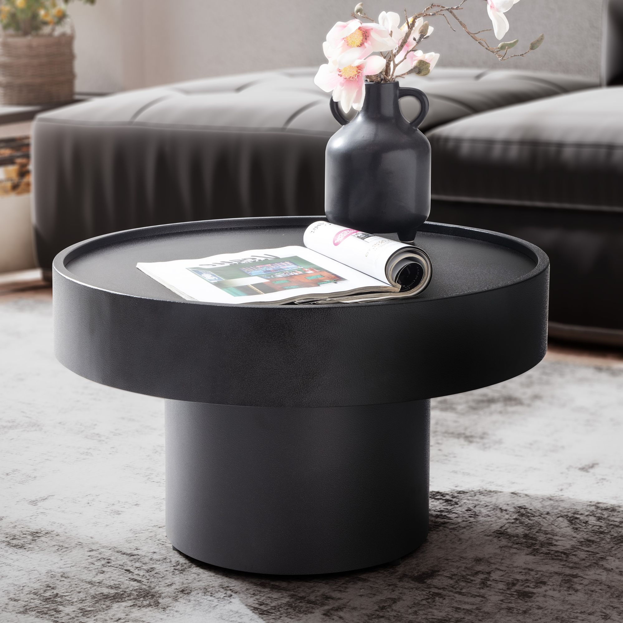 Salontafel zwart rond 60x60x36cm