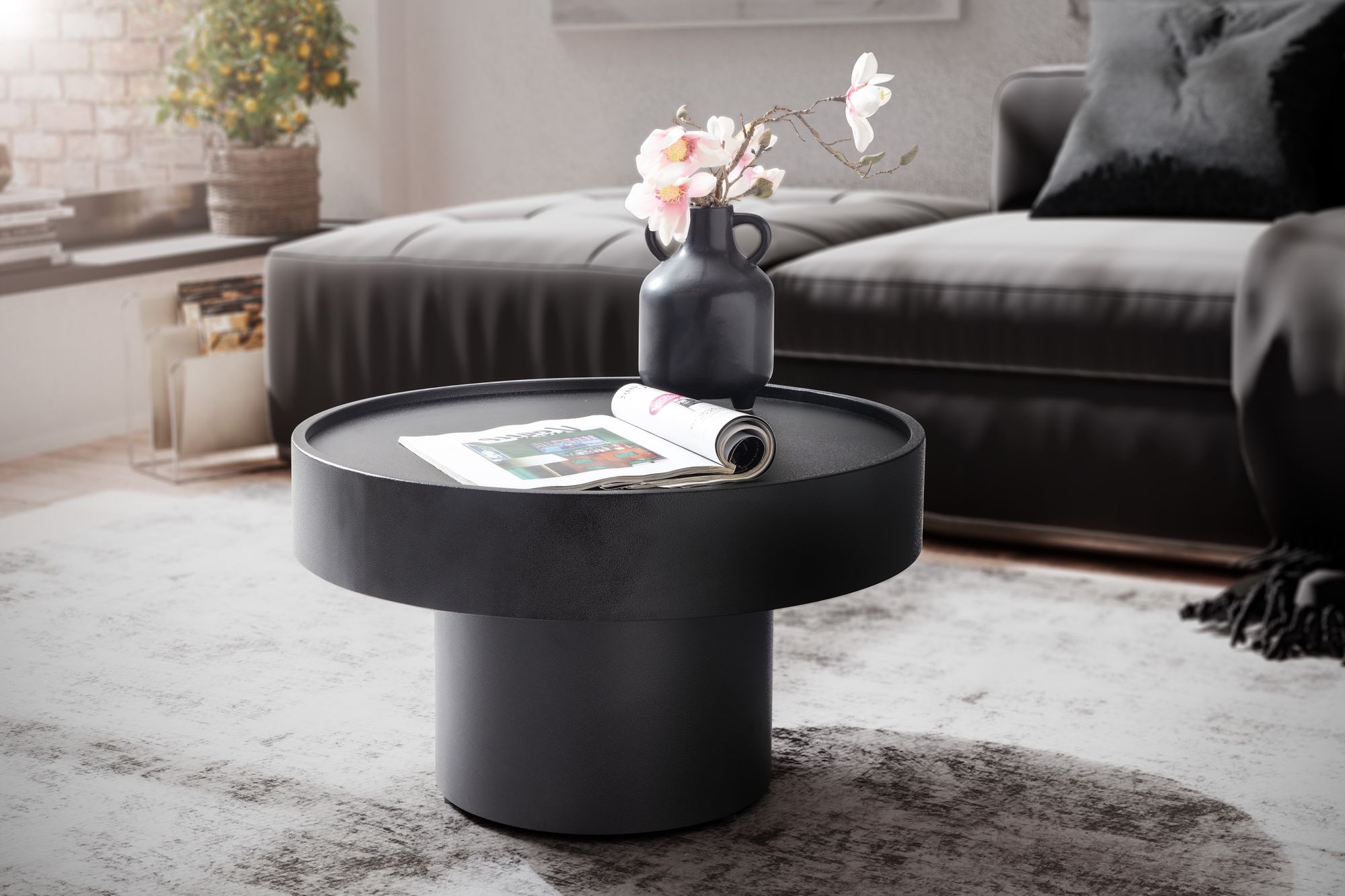 Salontafel zwart rond 60x60x36cm