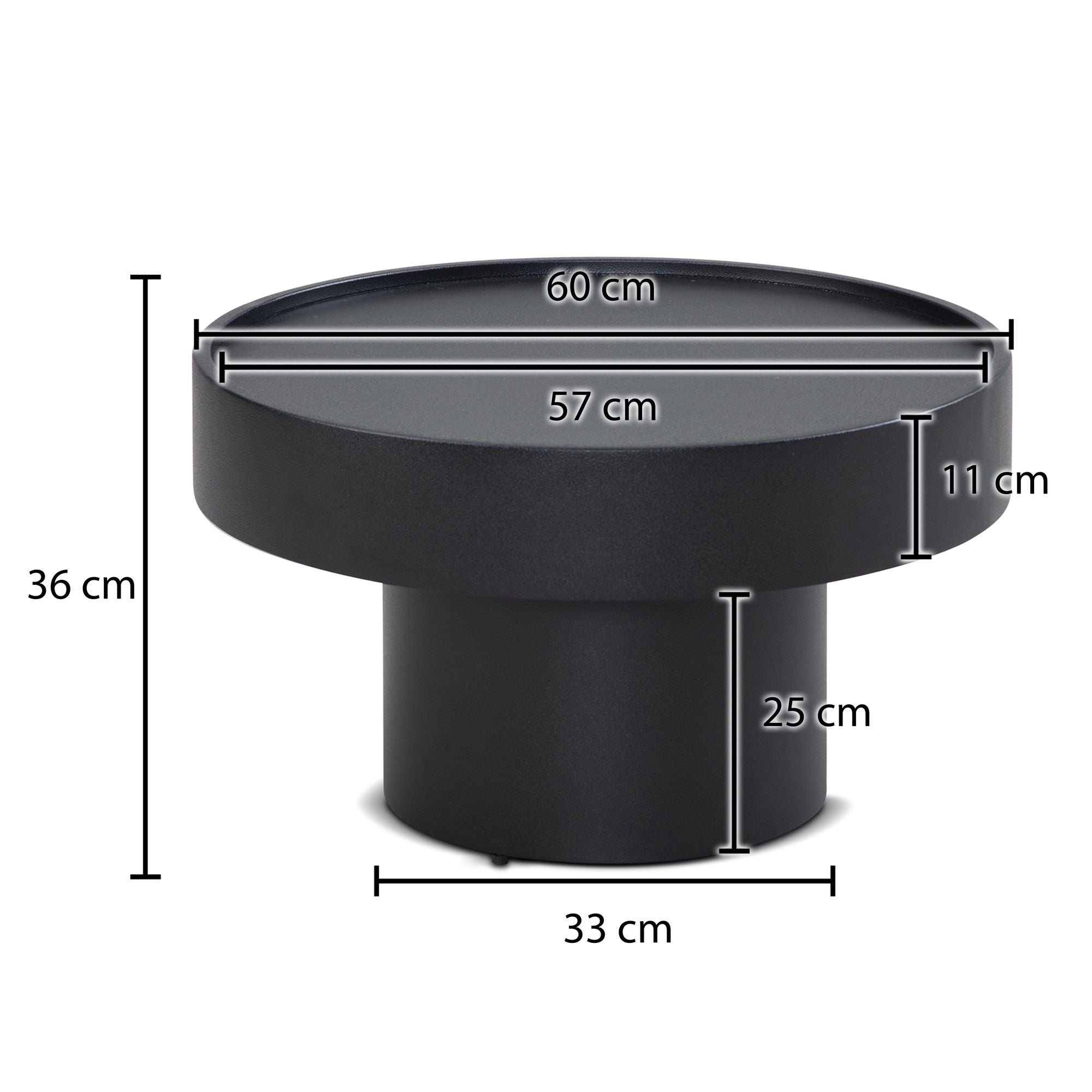 Salontafel zwart rond 60x60x36cm