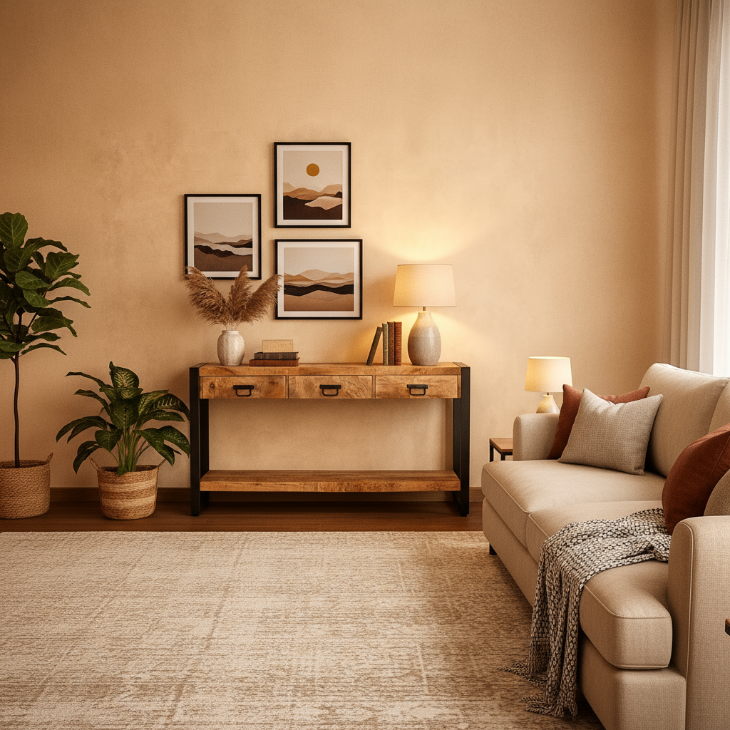 Sidetable met lades en zwarte handgrepen | Mangohout en Staal | 150x35x76cm