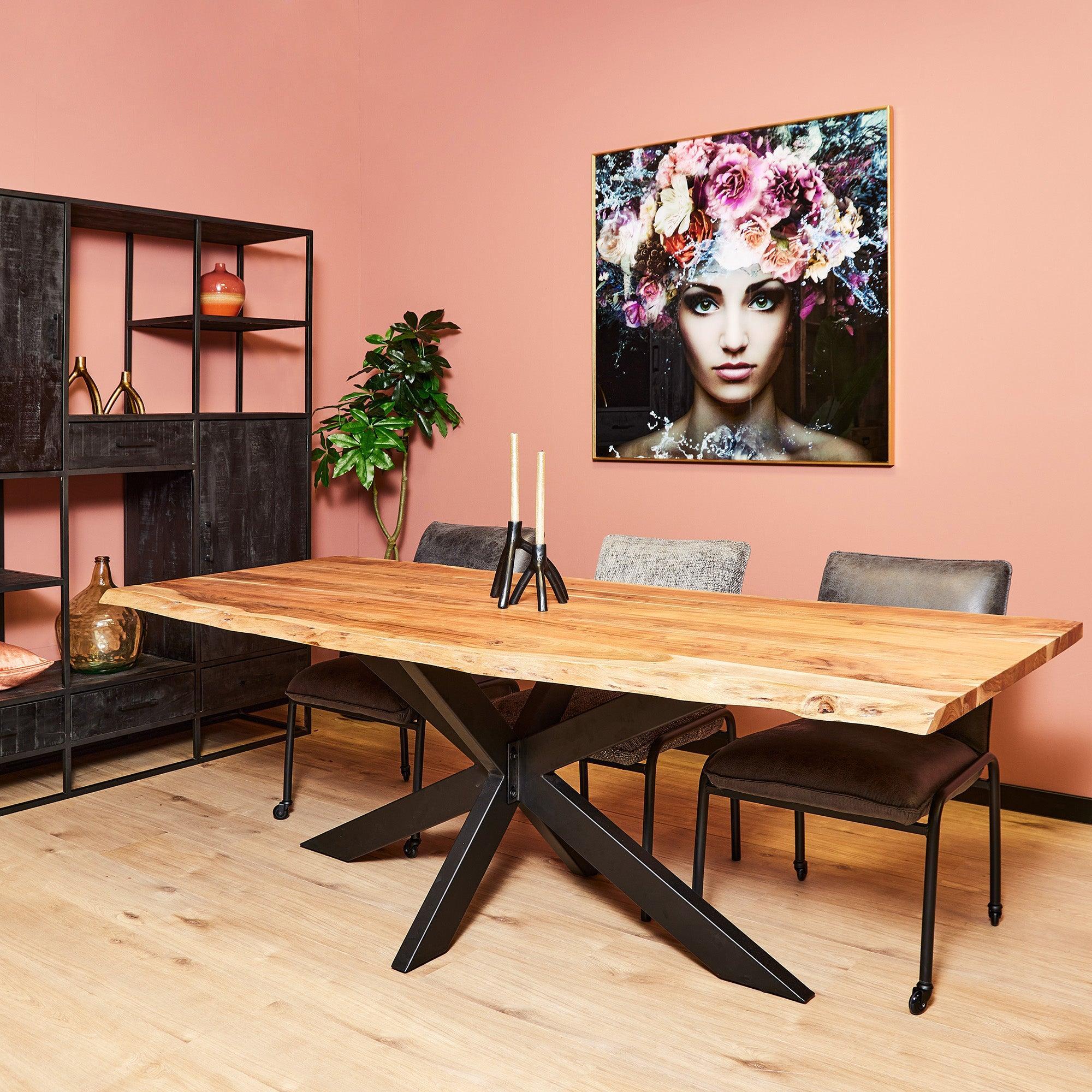 Boomstamtafel | 300 cm lengte | Acaciahouten eettafel
