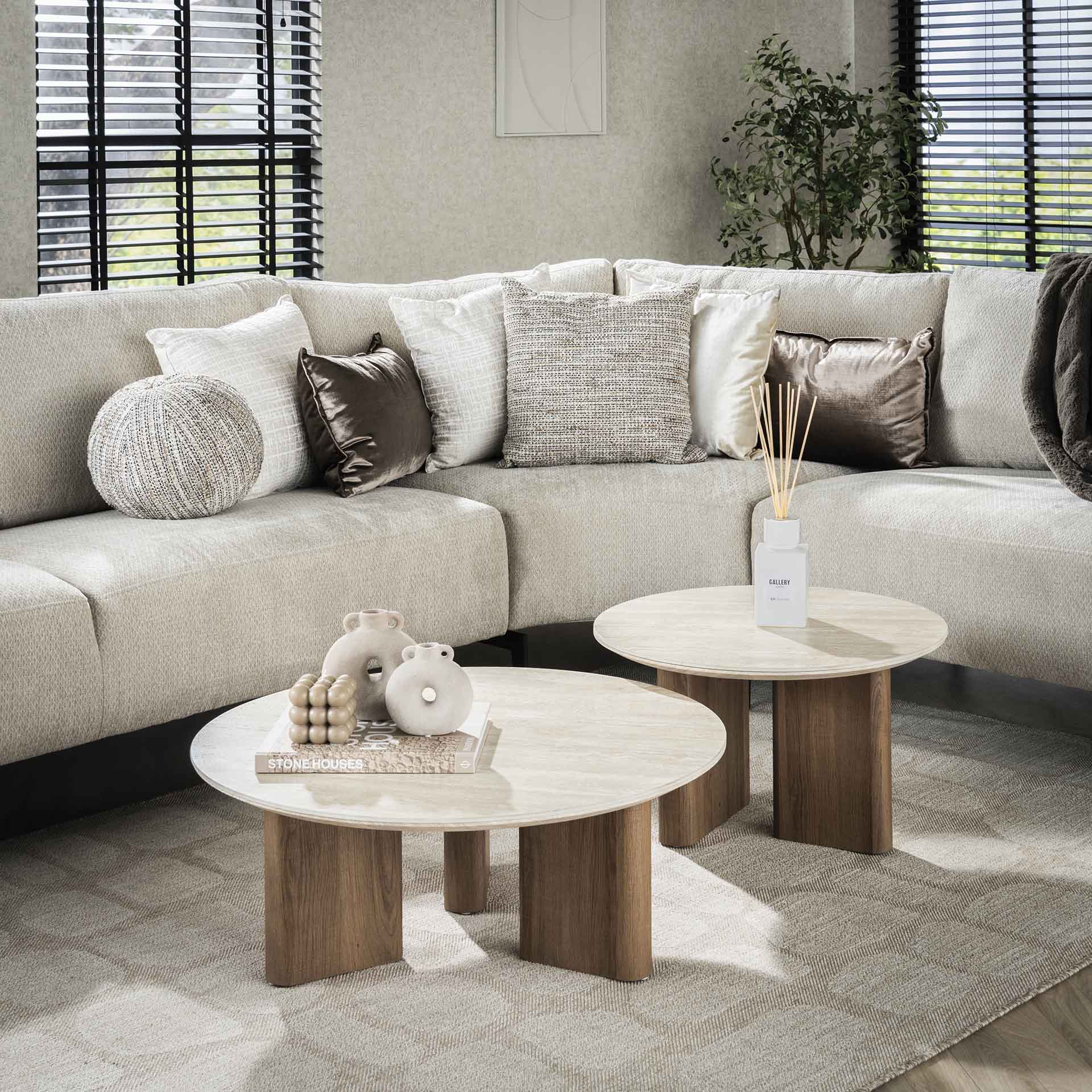 Ceramic Duo Salontafel | Set van 2 | Organische salontafelset