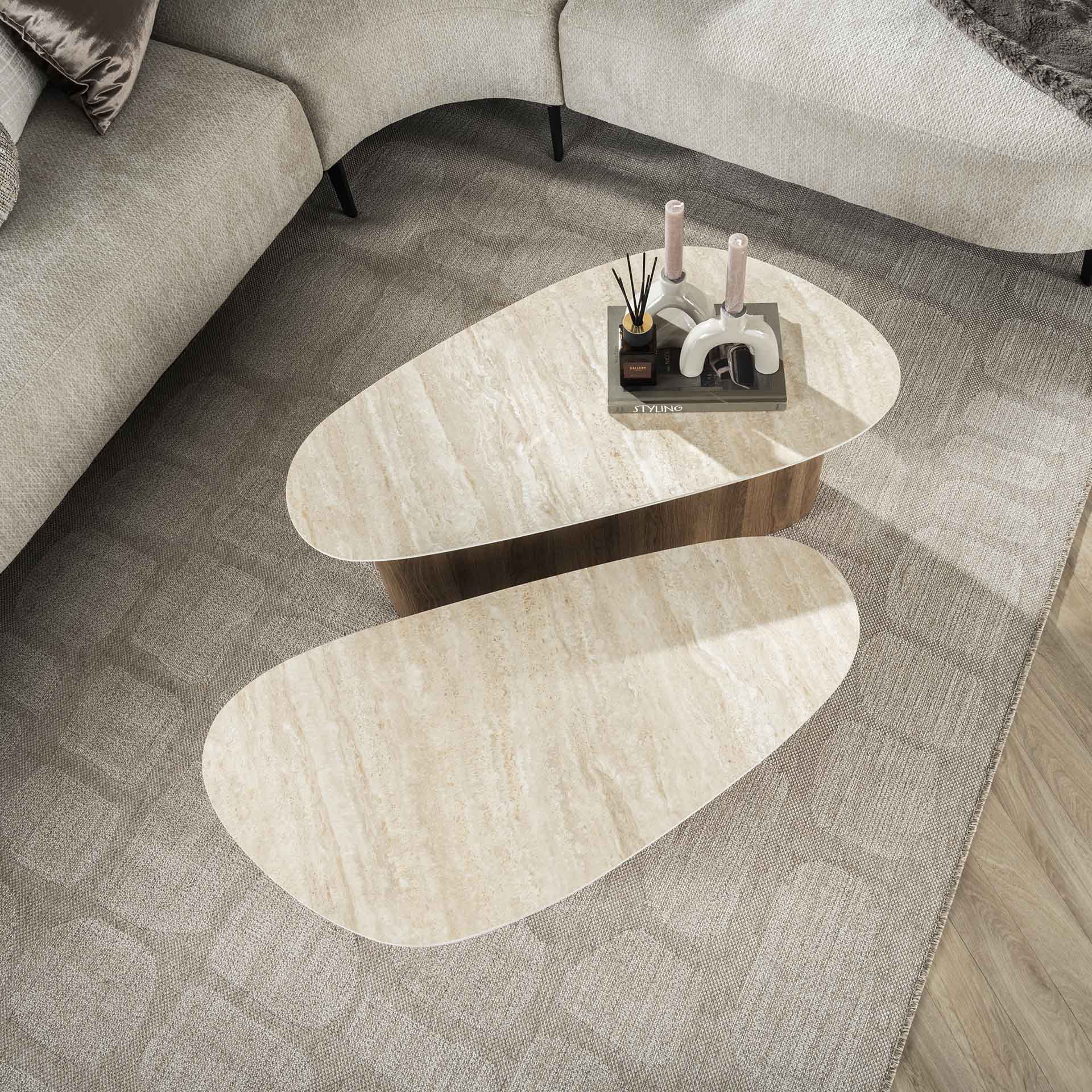 Ceramic Trio Salontafel | Set van 2 | organische salontafelset