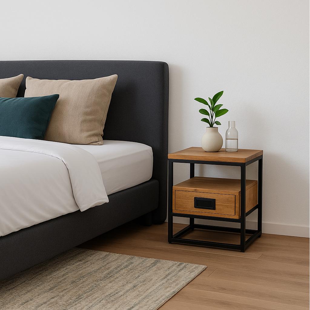 Bijzettafel mangohout | Nachtkastje | 45x35x50 - Industrieelinhuis.nl