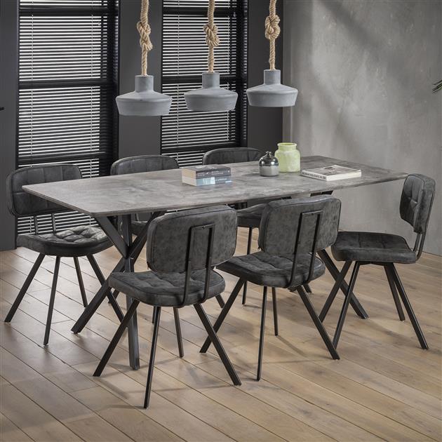 Eettafel Deens ovaal Hidde Betonlook 190 cm