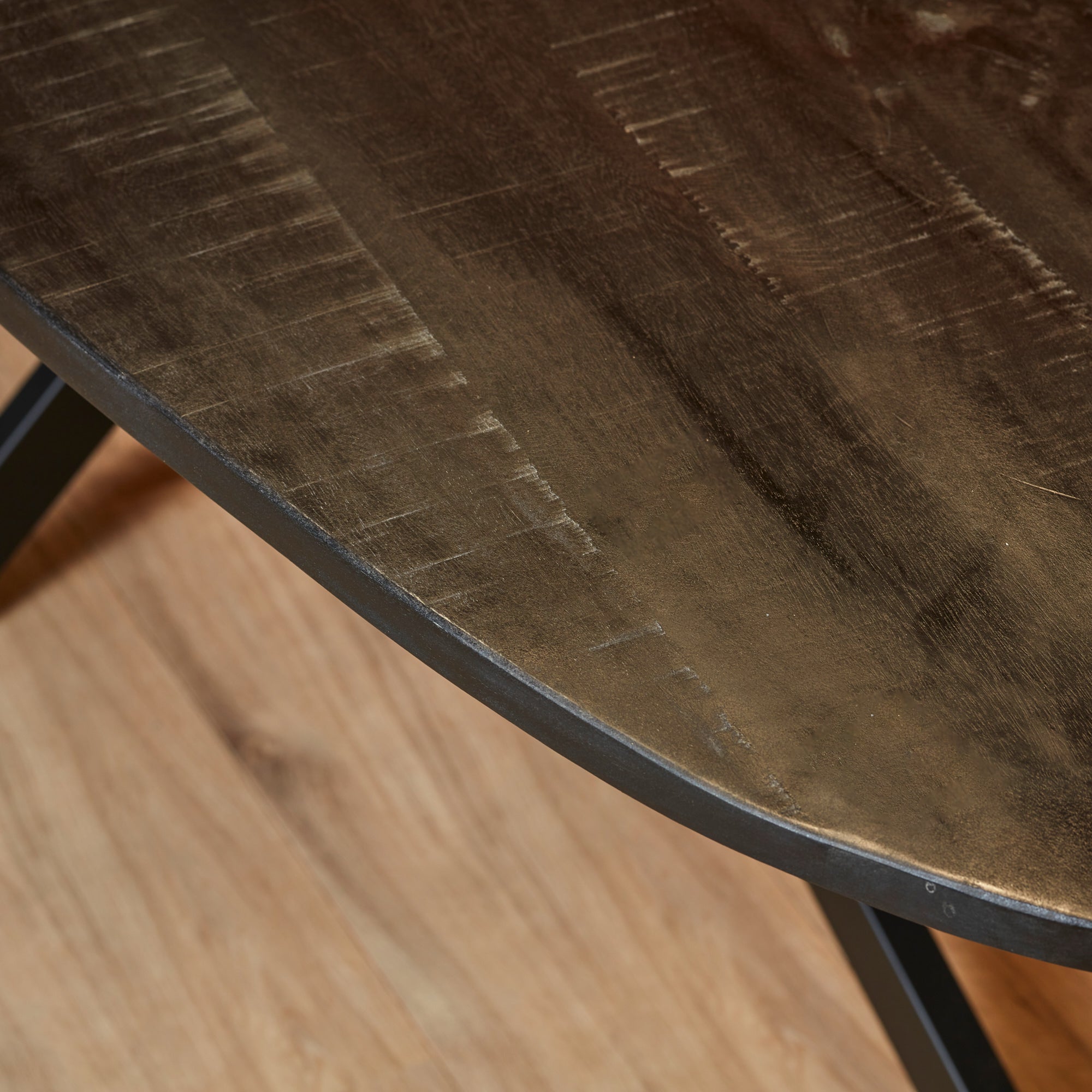 Eettafel Zwart Elegance | Deens ovaal | Mangohout Staal | 200x100 cm