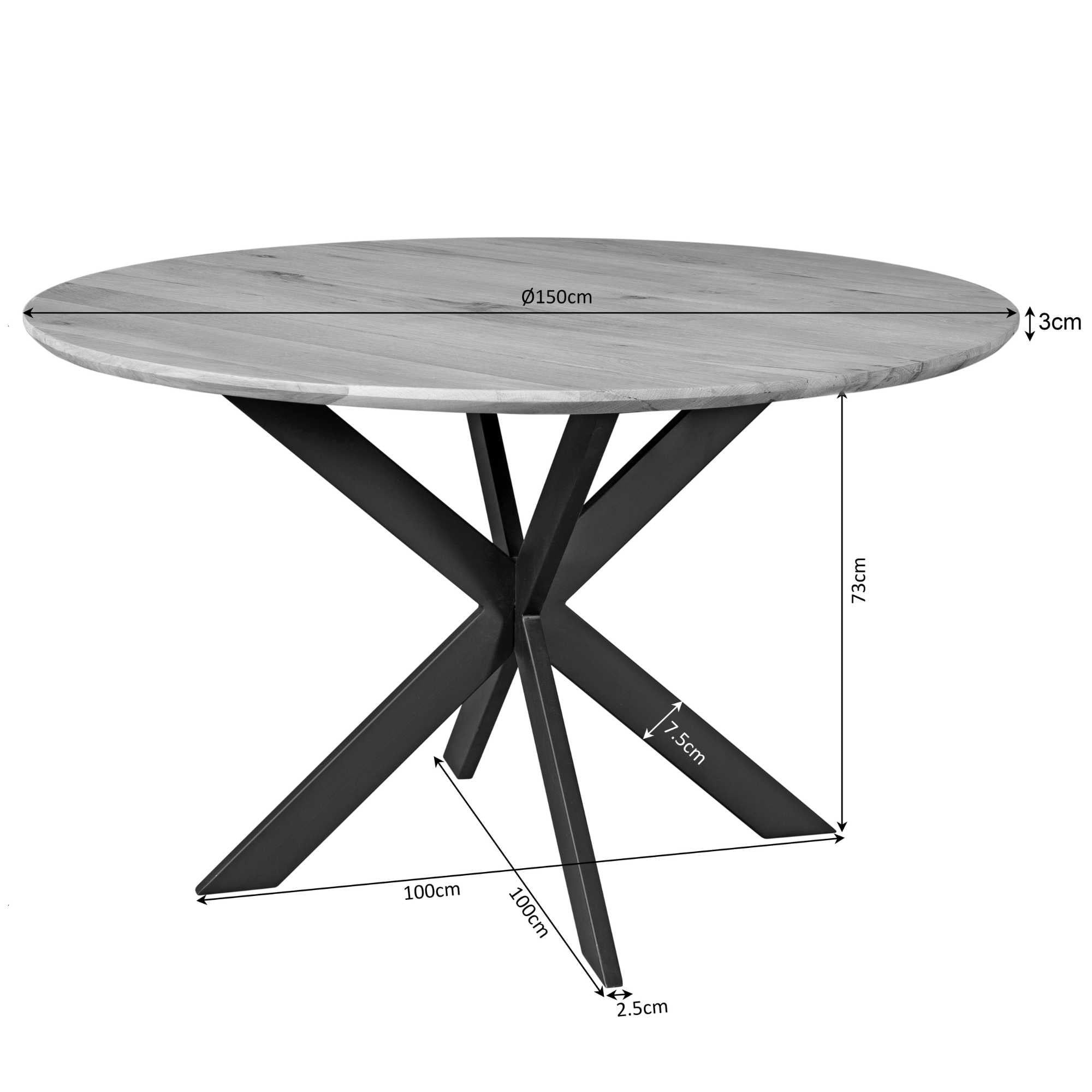 Eiken eettafel Ferris | Rond 150 cm | Brown