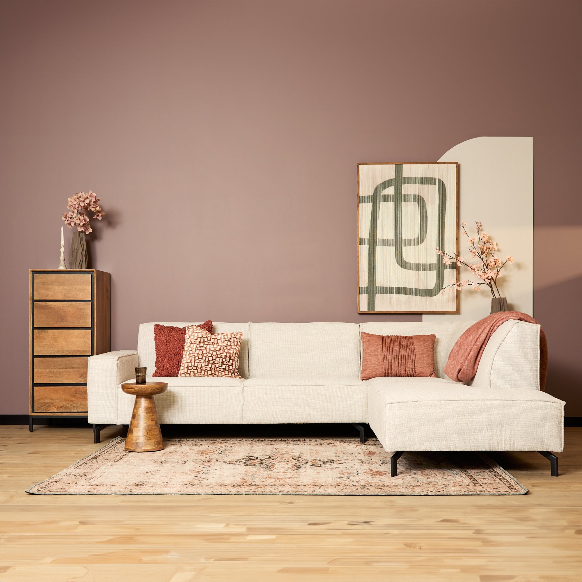 MySofa Floris | 2,5 zits + Divan Rechts | Beige - Industrieelinhuis.nl