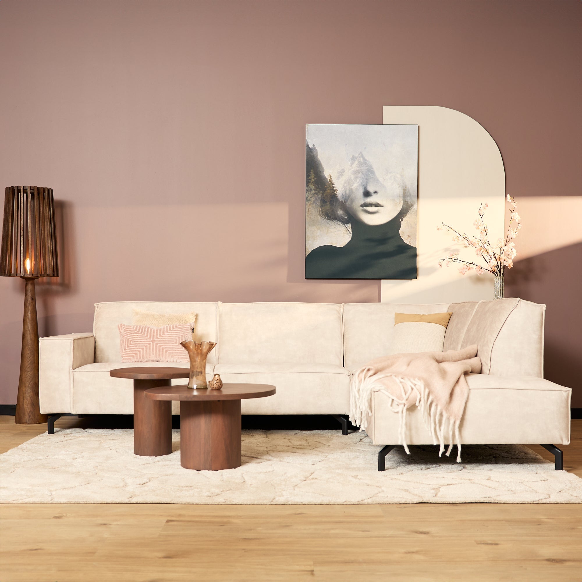 MySofa Floris| 2,5 zits + Divan Rechts | Velvet Beige - Industrieelinhuis.nl